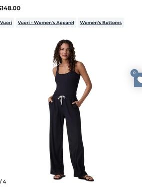 Vuori Black Wide-Leg Drawstring Lounge Pants